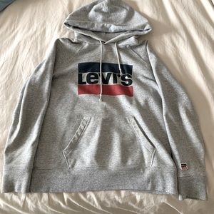 Levi’s grey sweater, it’s very warm and heavy, fits like a small.